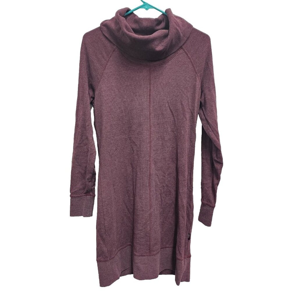Woolrich Womens Sweater Dress Medium Maroon Thermal Cowl Neck Long Sleeve Casual